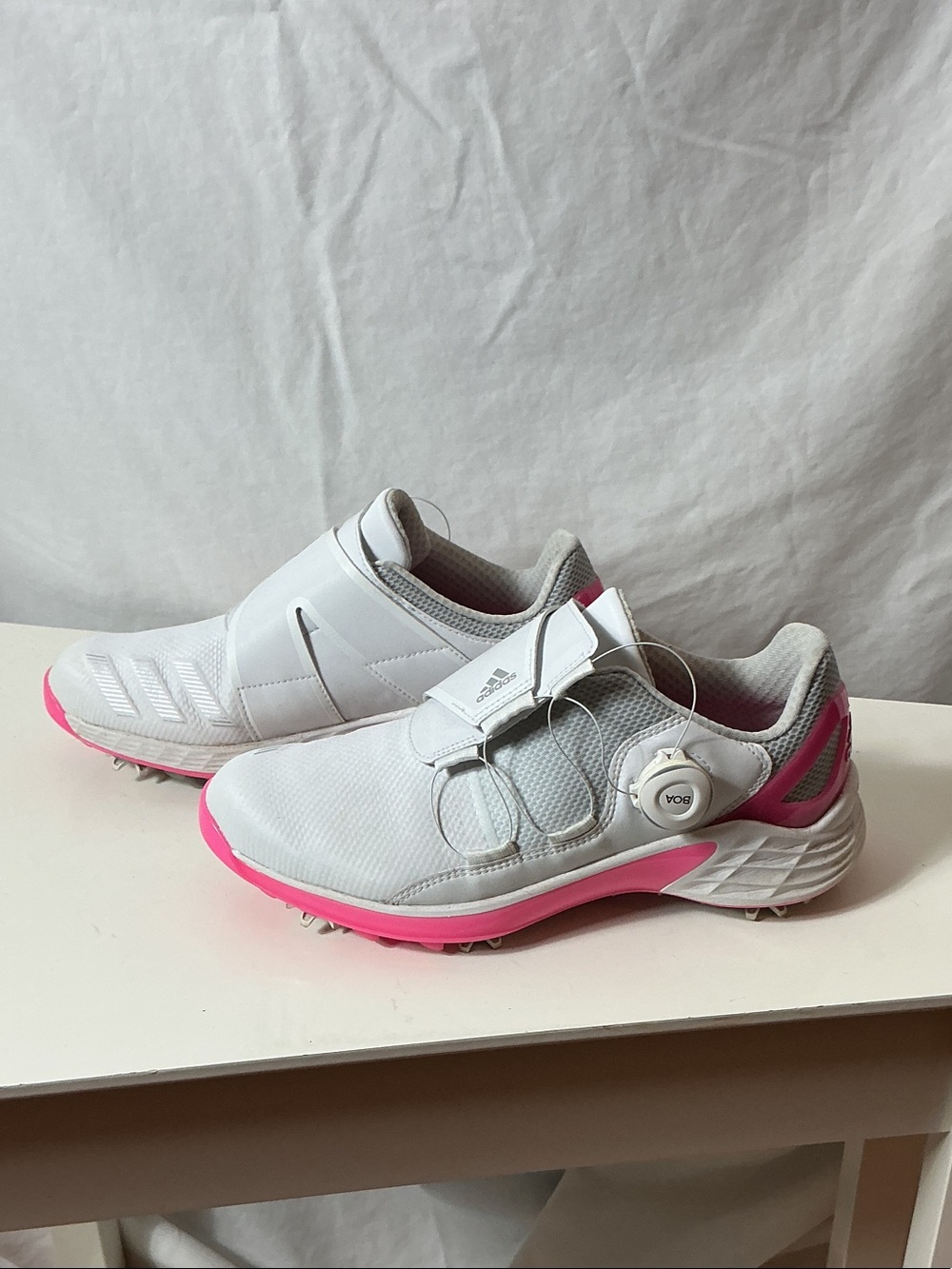 adidas Lightstrike Boost BOA White and Pink Golf Shoes